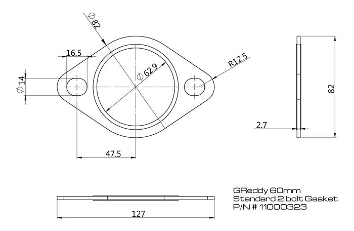 Replacement Exhaust Gaskets for GReddy Exhausts - Oval, 2-bolt