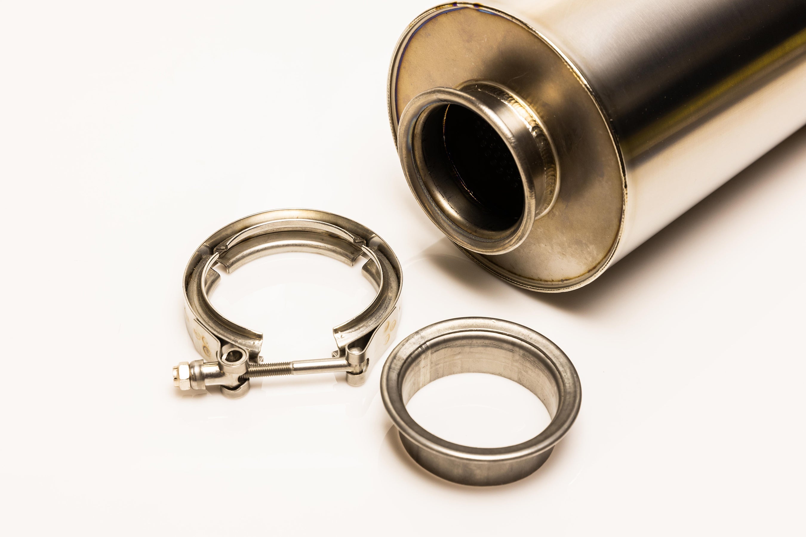 Universal RS-Ti Round Titanium Muffler(s) and Tip with V-Band