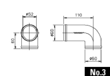 NO.3 CAST ALUMINUM ELBOW 90DEG 5R 60MM - (12400003)