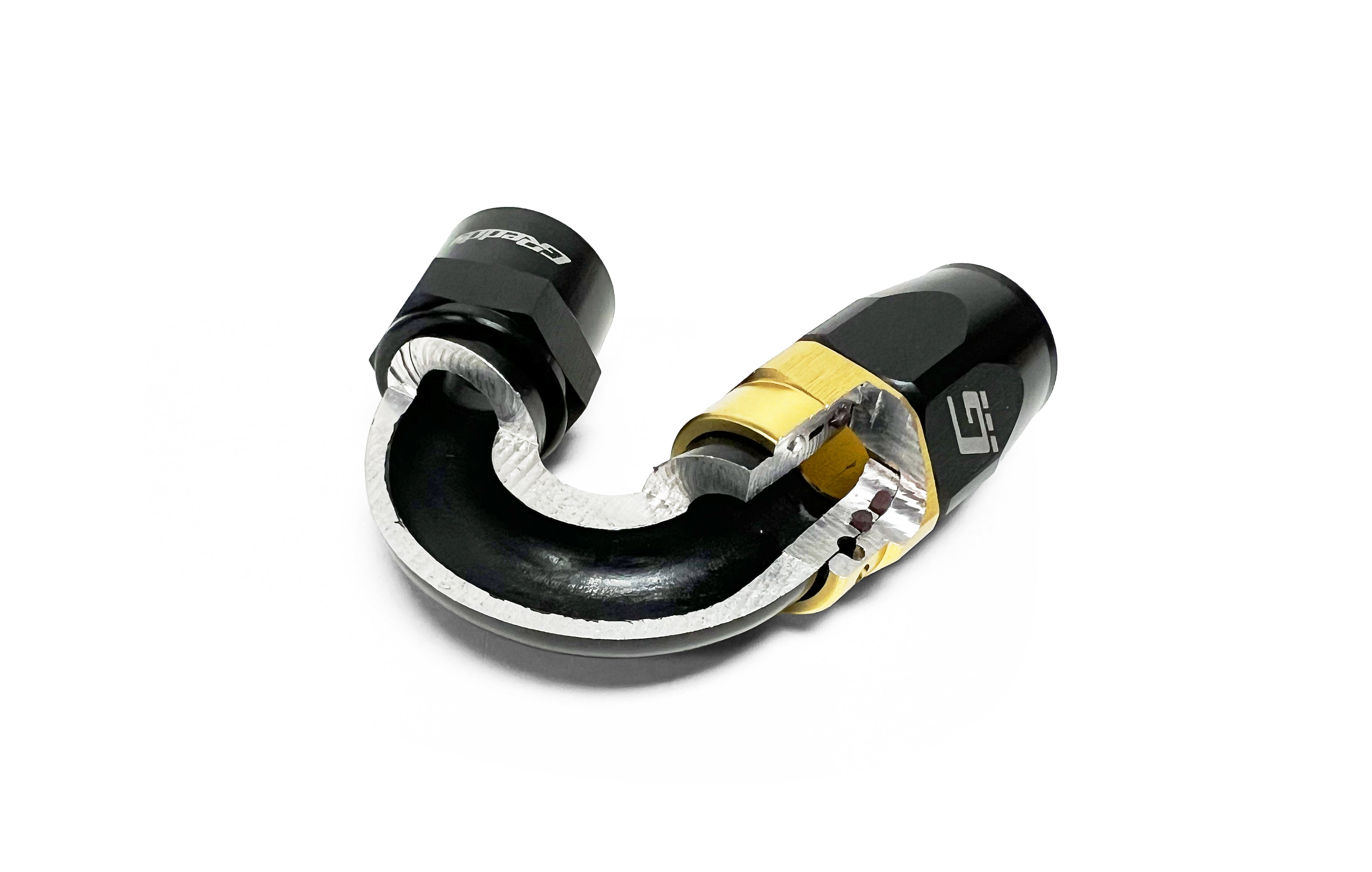 GREDDY 180 DEG. AN HOSE END(s) - BLACK/GOLD - (12800418 12800618 12800818 12801018 12801218 12801618)