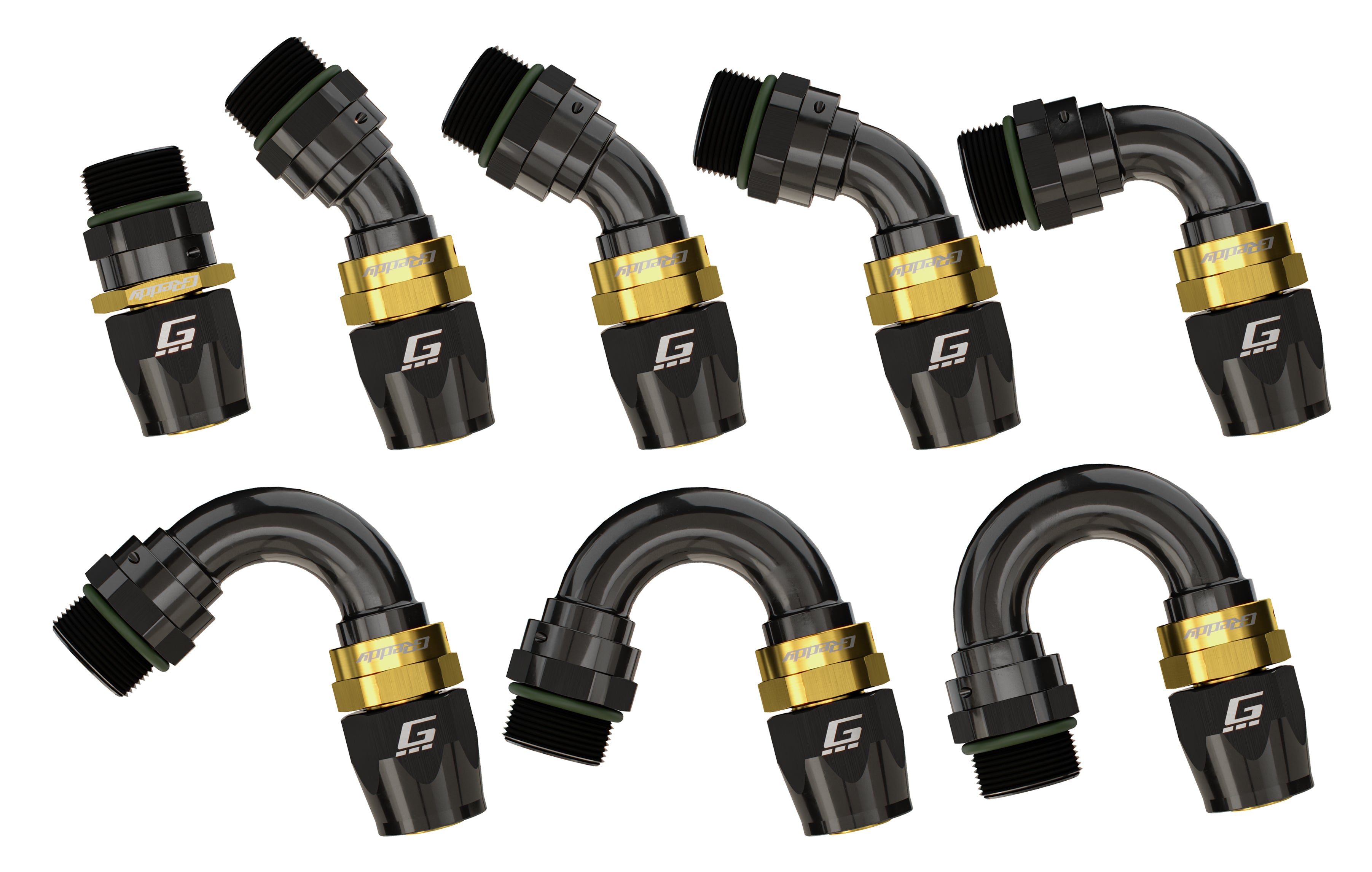 GReddy -10 ORB male Swivel Hose End(s) - Black / Gold anodized