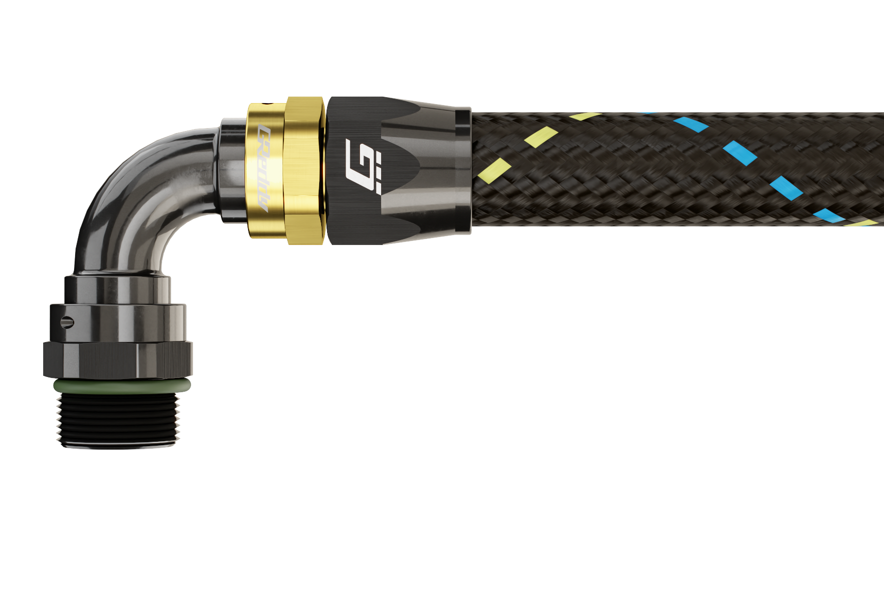 GREDDY ORB MALE 90 DEG. AN HOSE END(s) - BLACK/GOLD - (12810690 12810890 12811090 12811290)