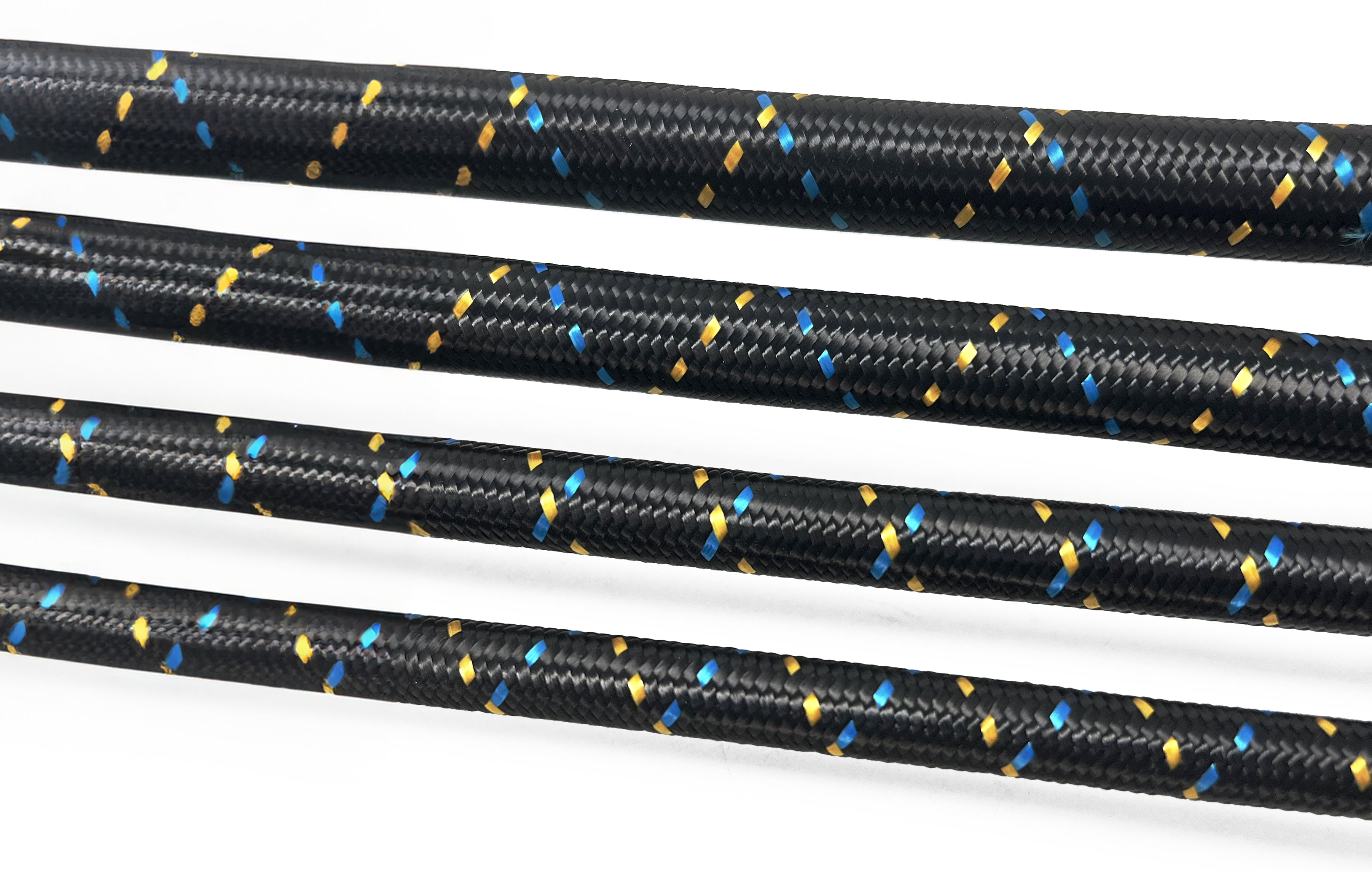 GReddy -8 Nylon Braided Hose(s) - Black / Gold / Blue