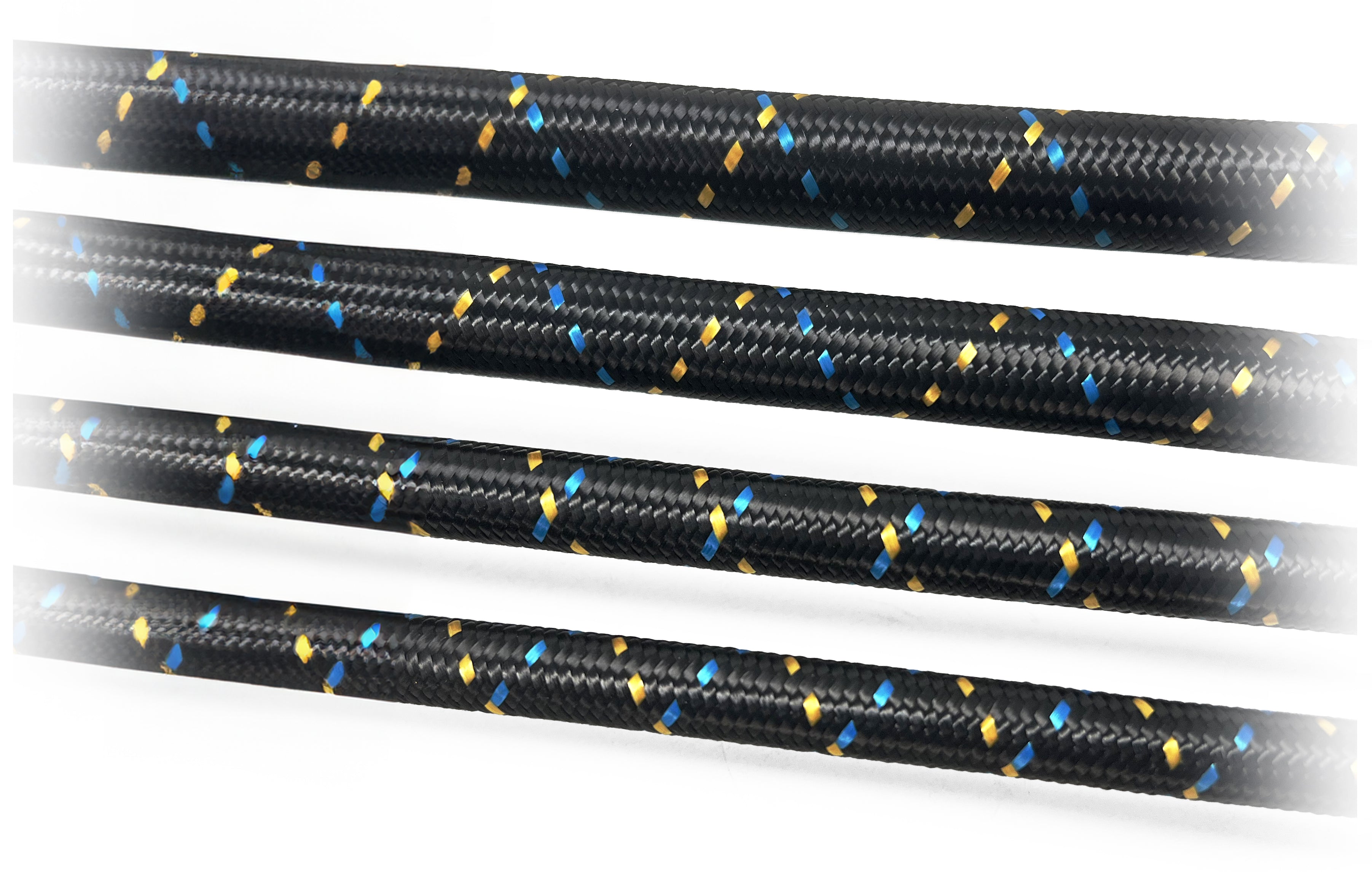 GReddy -8 Nylon Braided Hose(s) - Black / Gold / Blue