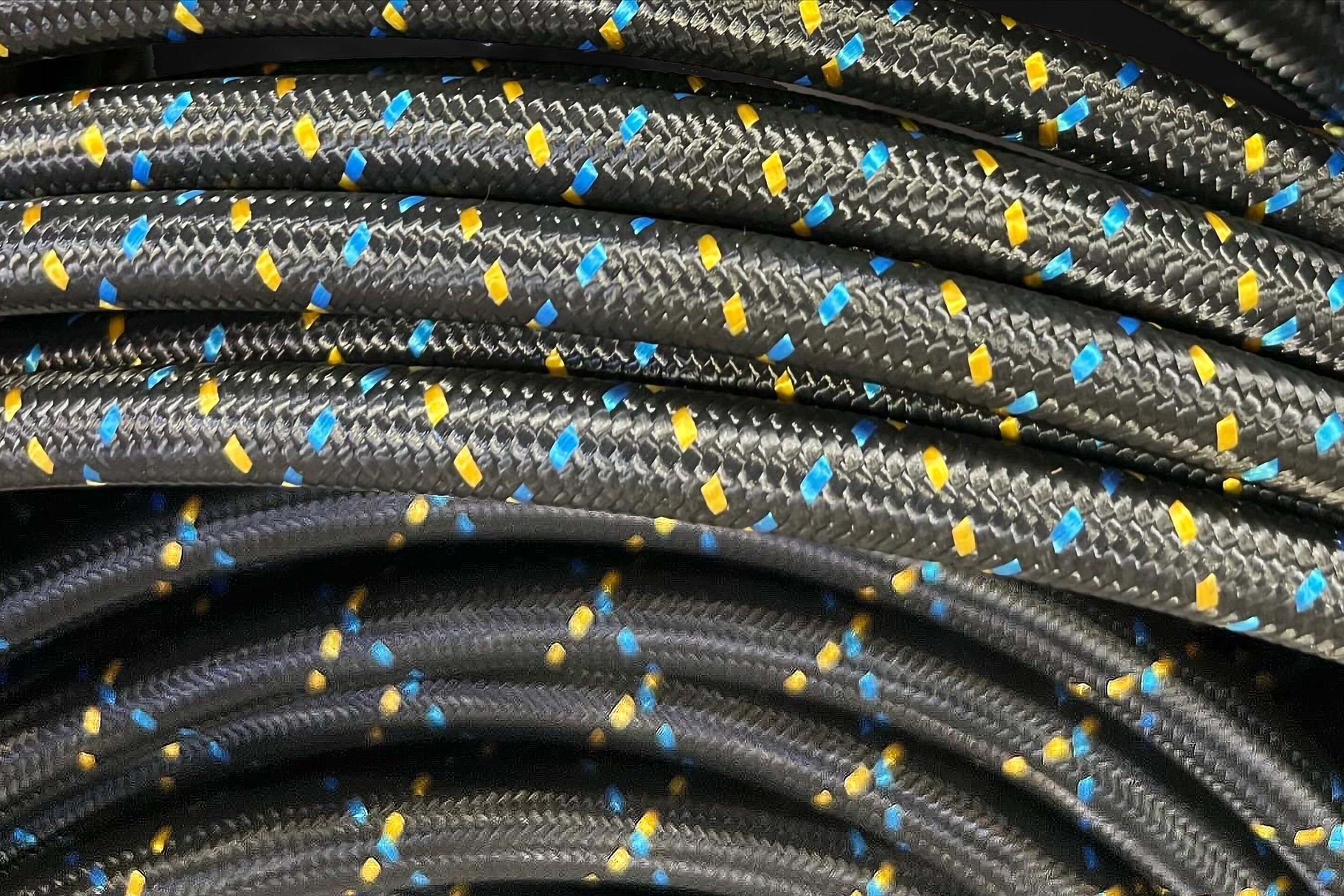 GReddy -8 Nylon Braided Hose(s) - Black / Gold / Blue