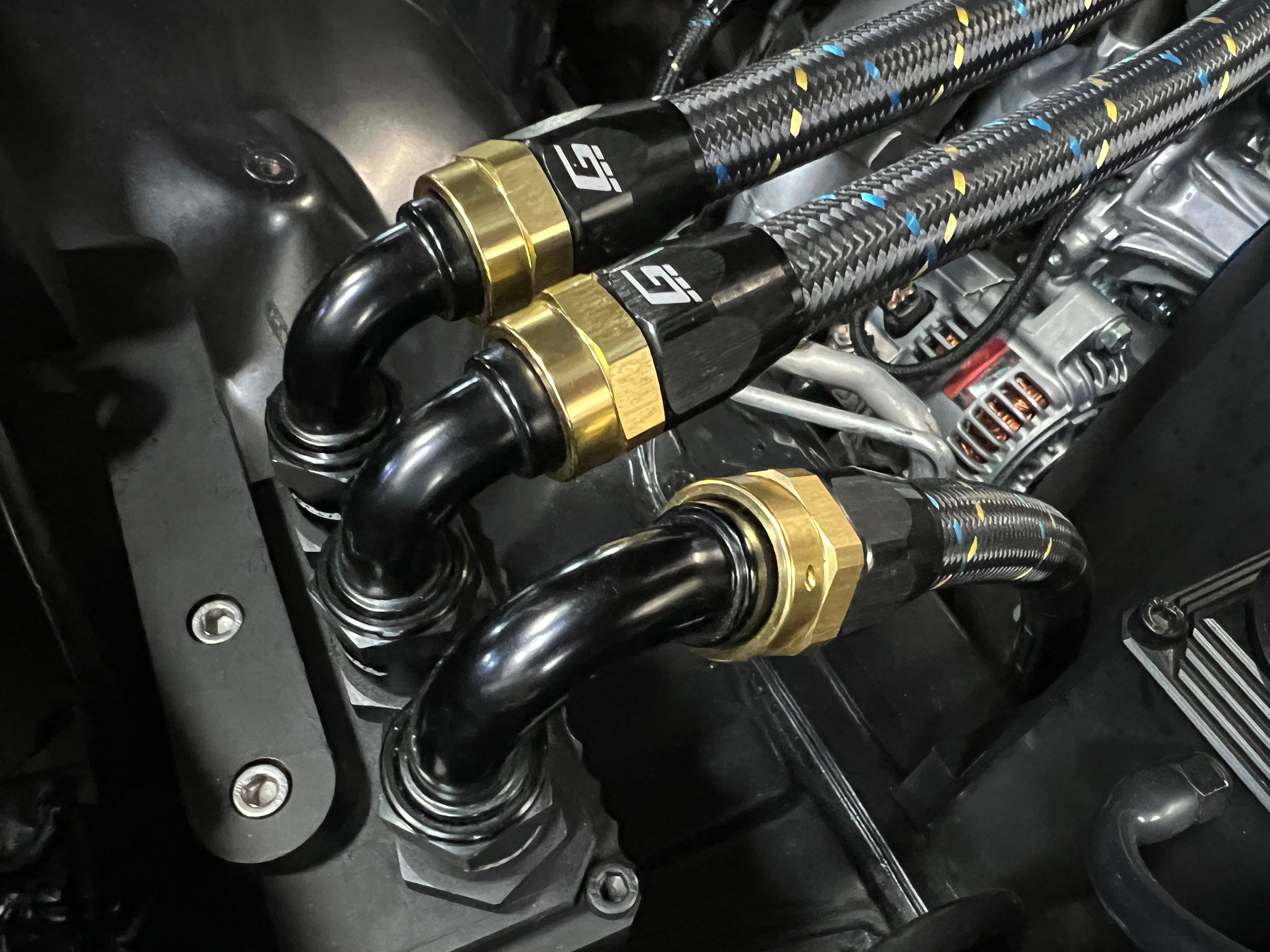 GReddy -4 Nylon Braided Hose(s) - Black / Gold / Blue