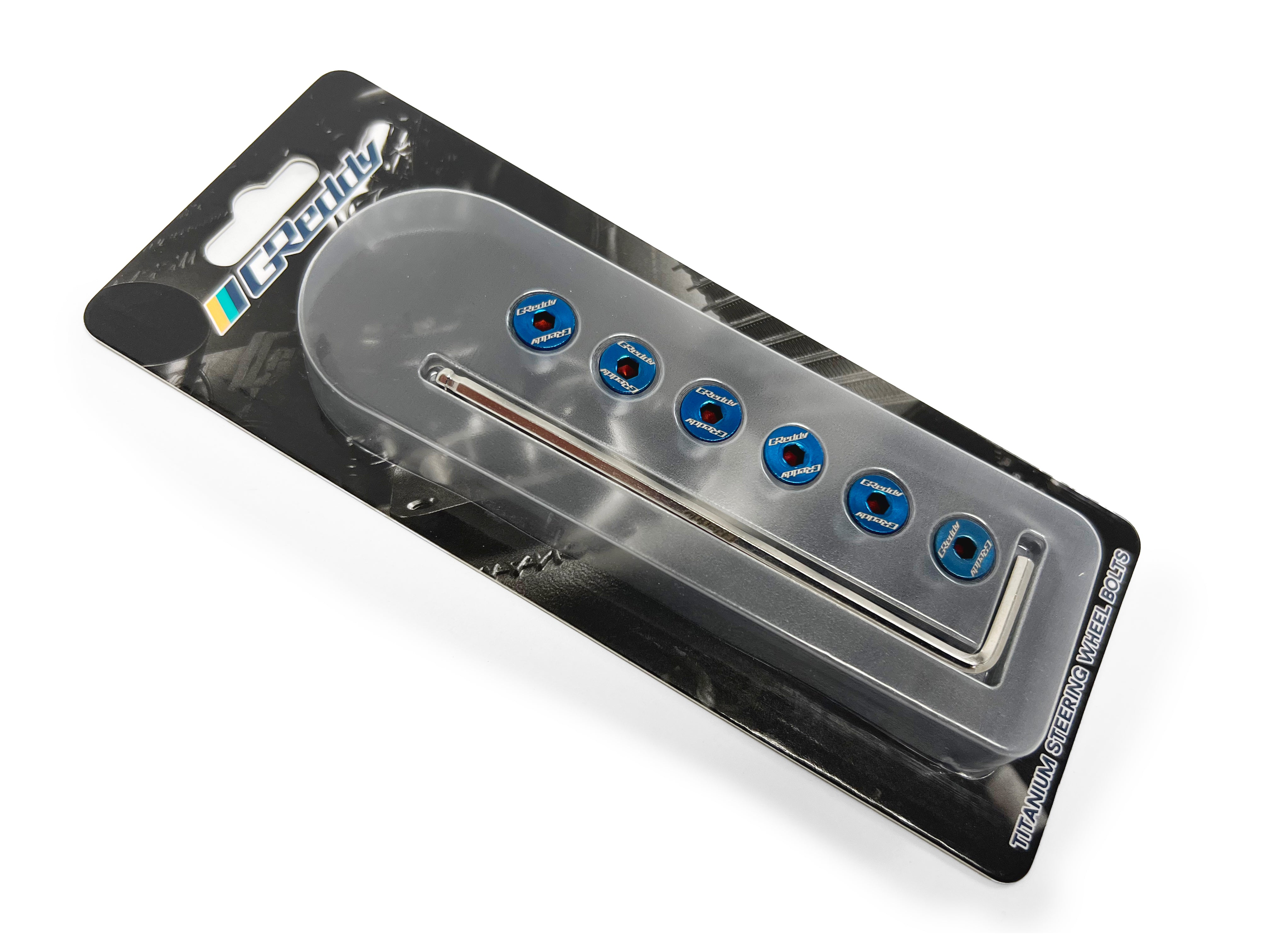 GReddy Steering Wheel Bolt Kit(s) - Burnt Blue/Raw Gold Titanium