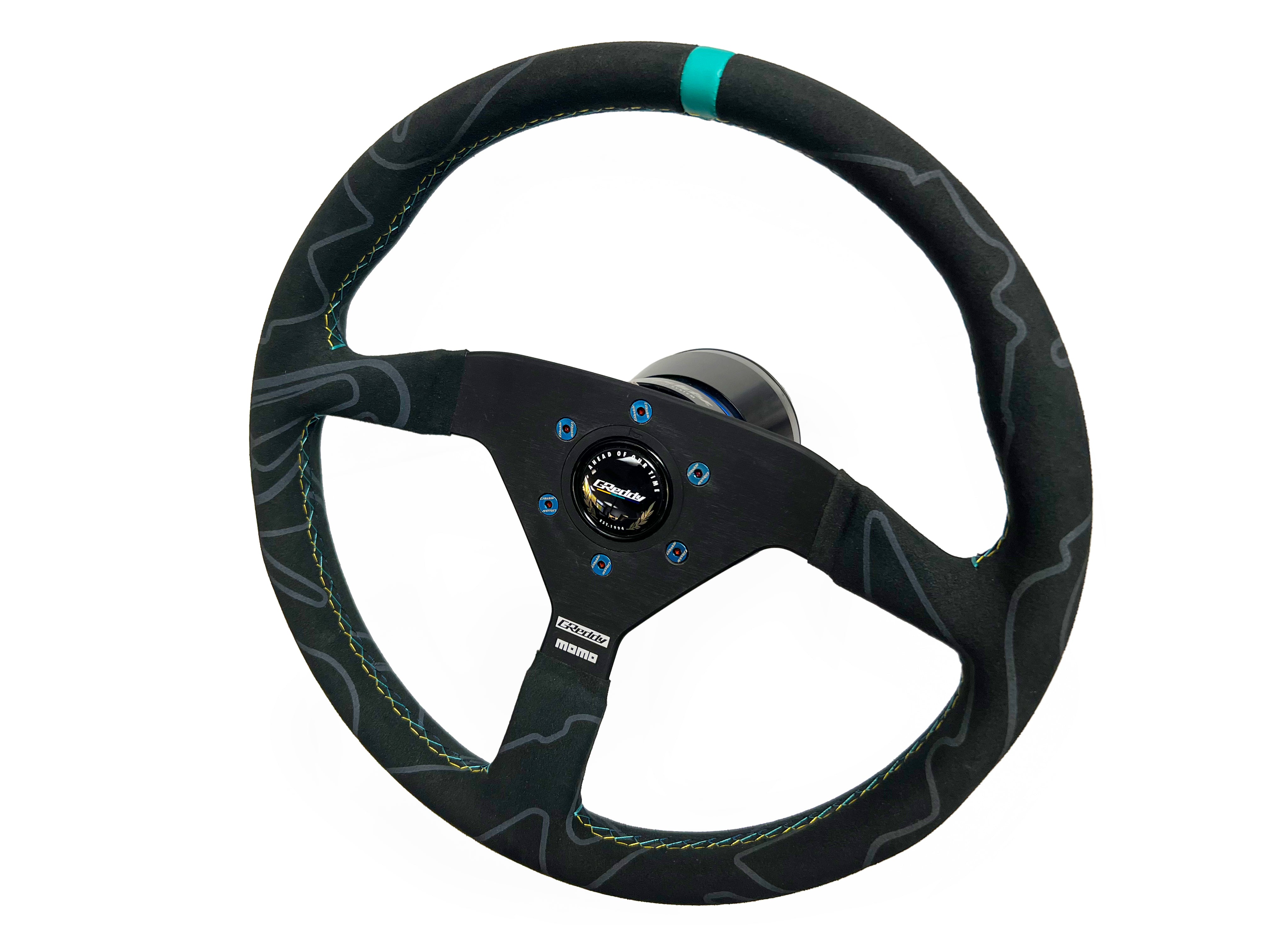 GReddy Steering Wheel Bolt Kit(s) - Burnt Blue/Raw Gold Titanium