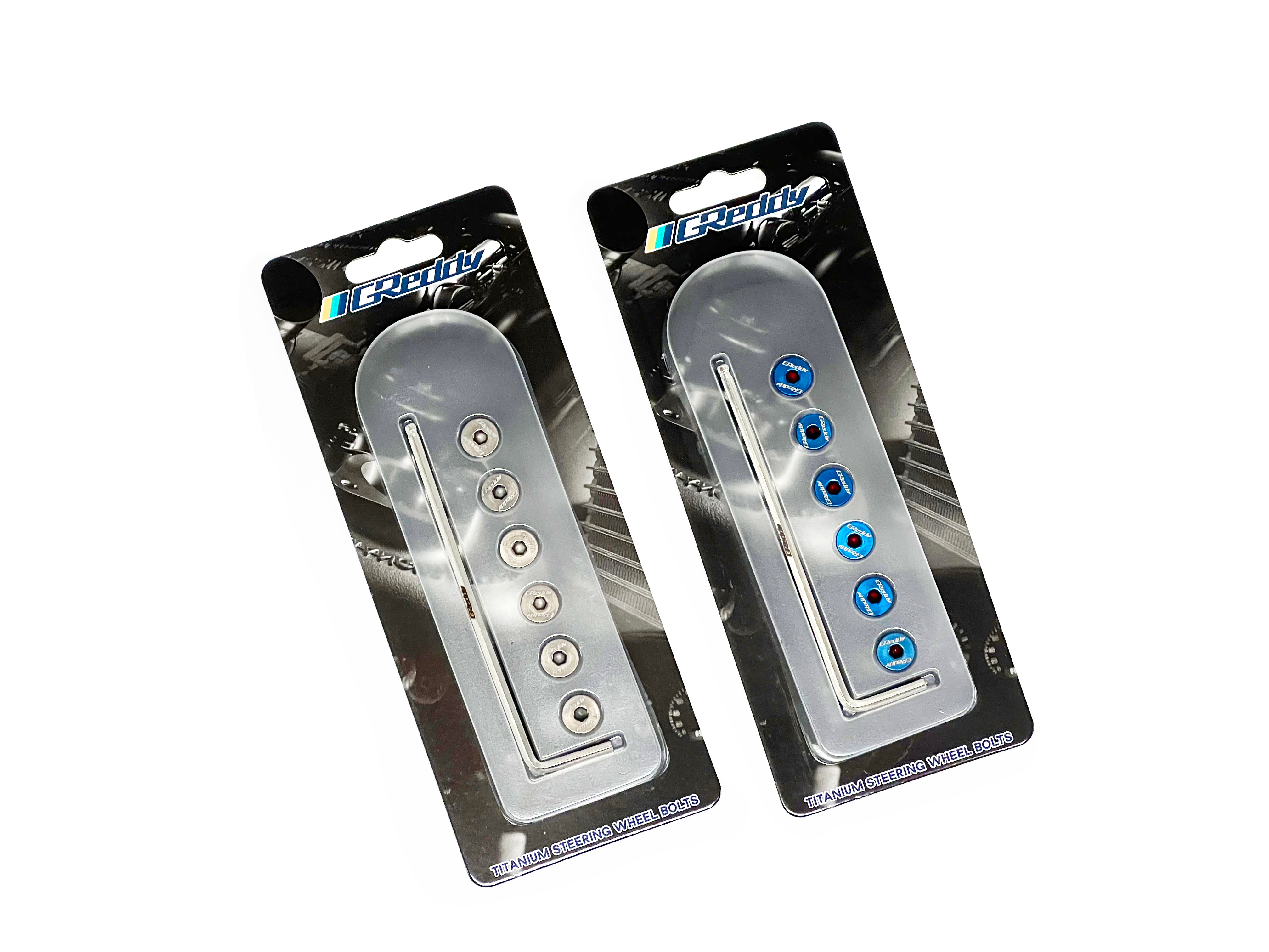 GReddy Steering Wheel Bolt Kit(s) - Burnt Blue/Raw Gold Titanium