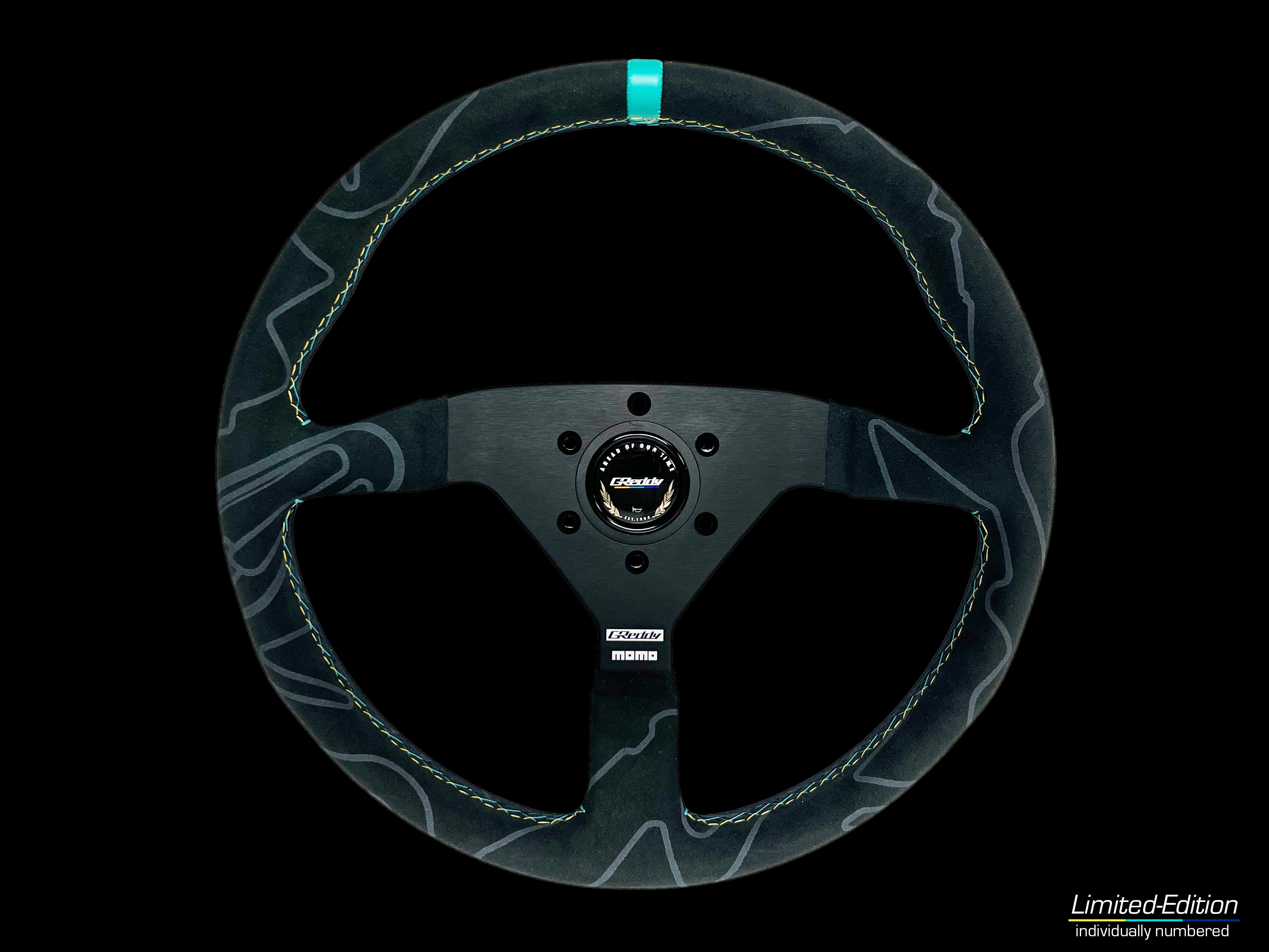 Limited Edition GReddy MOMO Alcantara Montecarlo Steering Wheel (350mm) - individually serialized