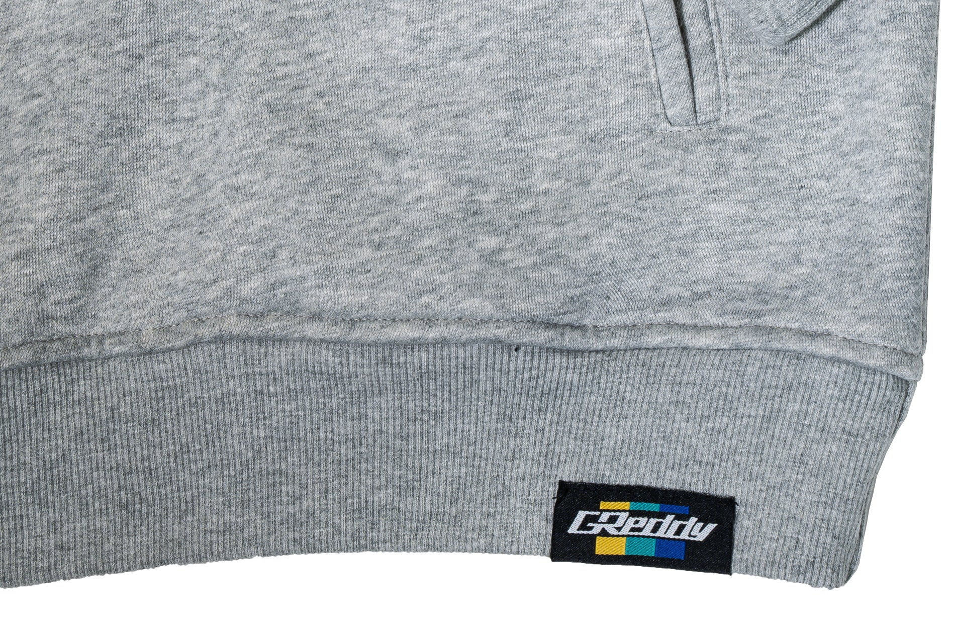 GReddy Embroidered Fleece, with Pockets and Sleeve stripes - Heather Grey