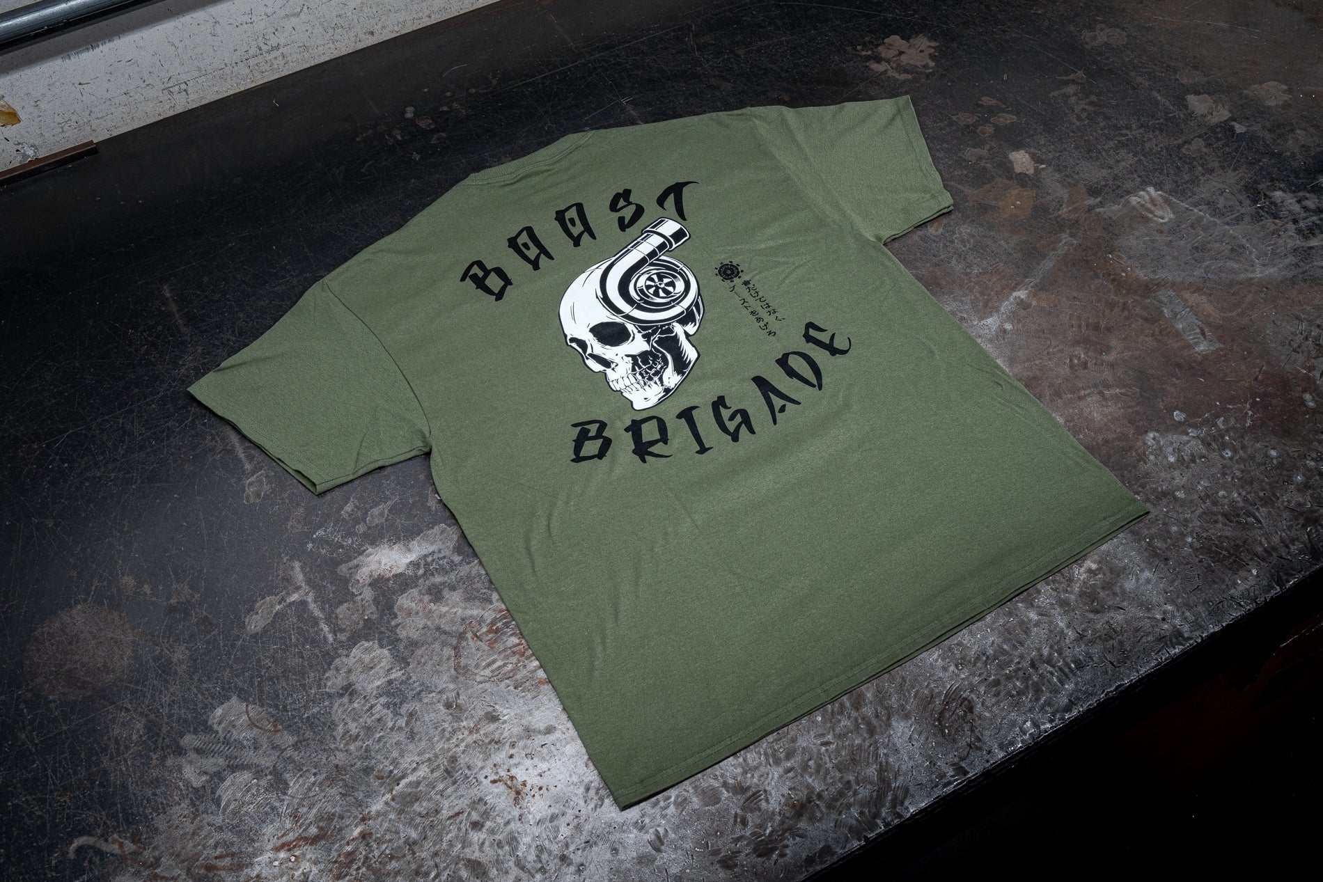 Boost Brigade Turbo Skull Tee - Olive