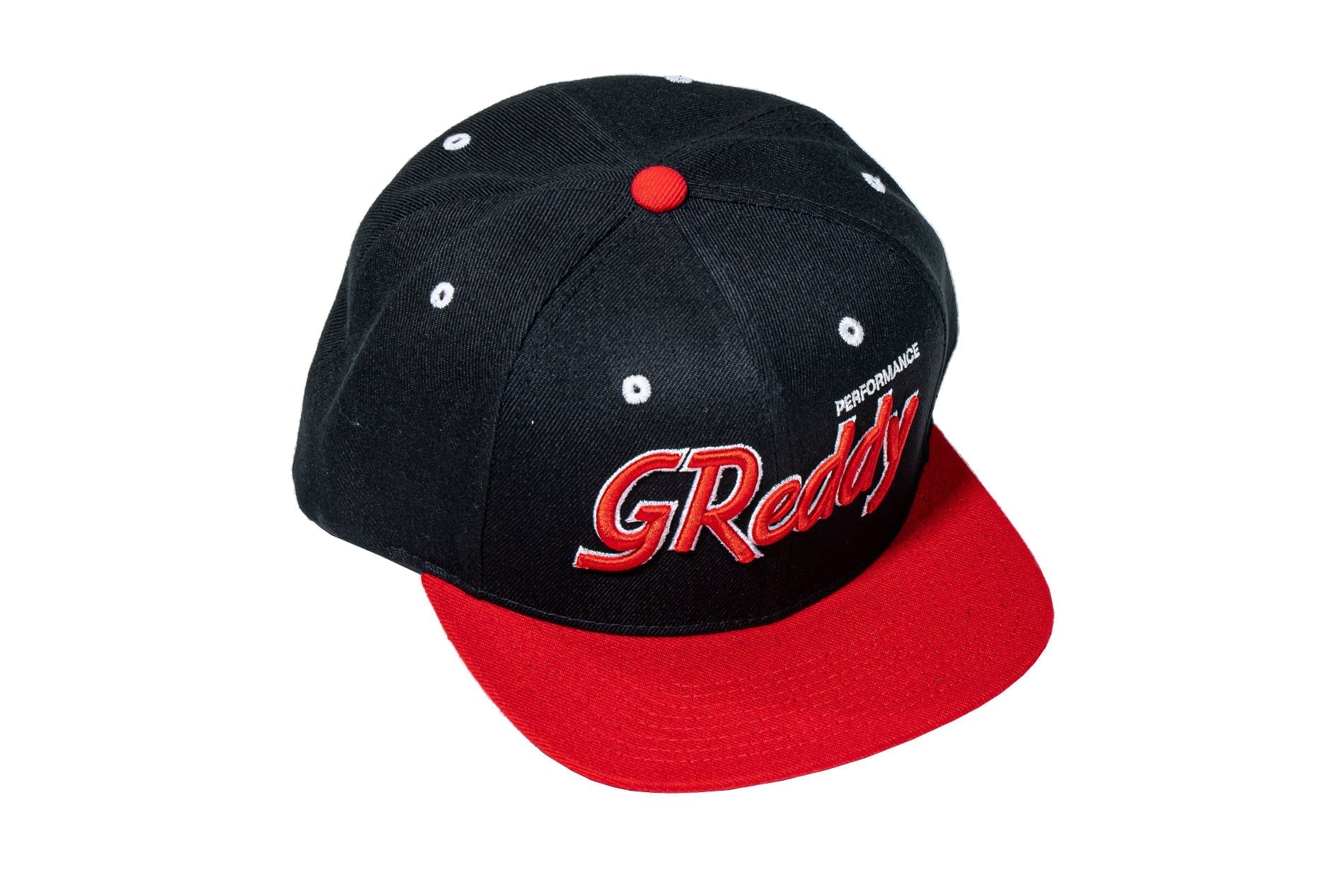 GReddy Varsity Script Snap-Back Cap - Black and Red