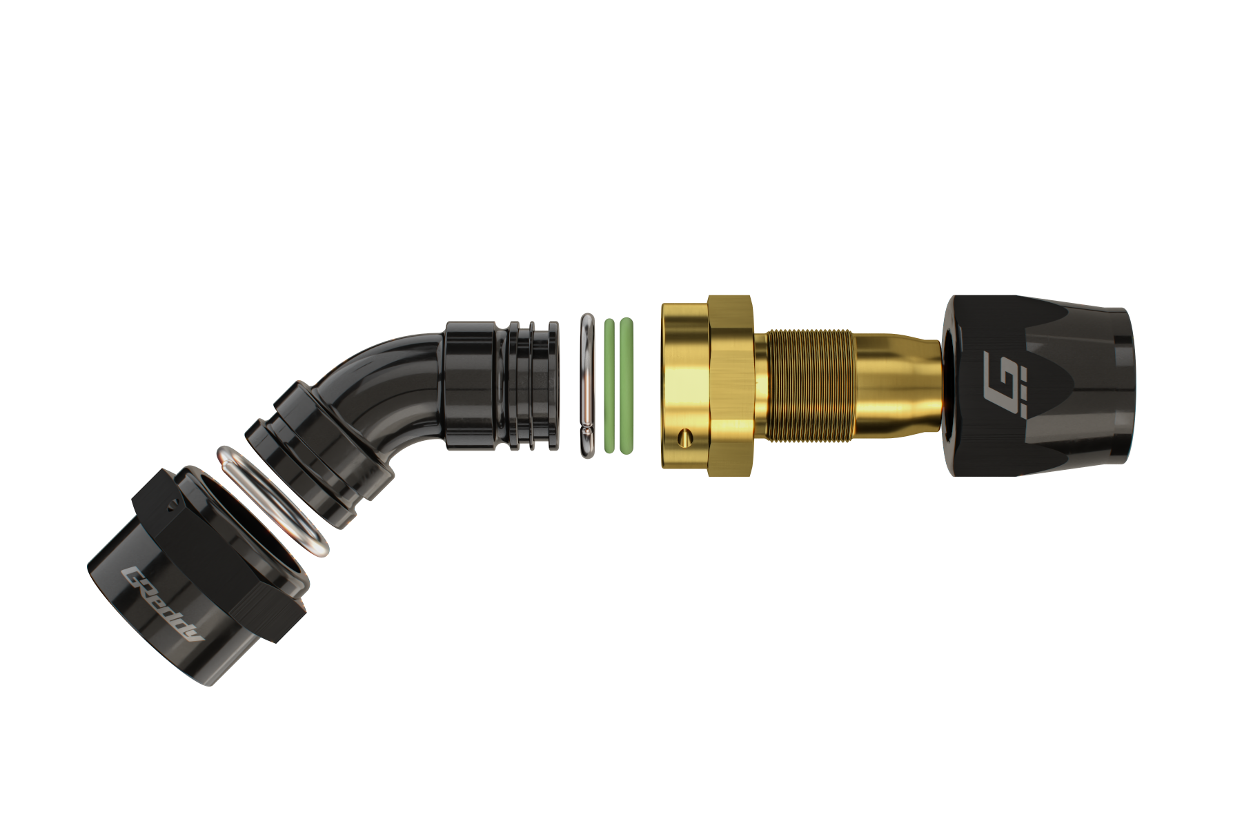 GREDDY 45 DEG. AN HOSE END(s) - BLACK/GOLD - (12800445 12800645 12800845 12801045 12801245 12801645)