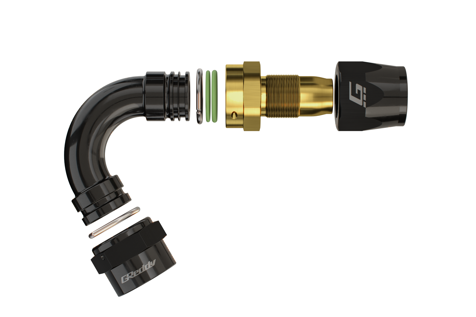GREDDY 120 DEG. AN HOSE END(s) - BLACK/GOLD - (12800412 12800612 12800812 12801012 12801212 12801612 )