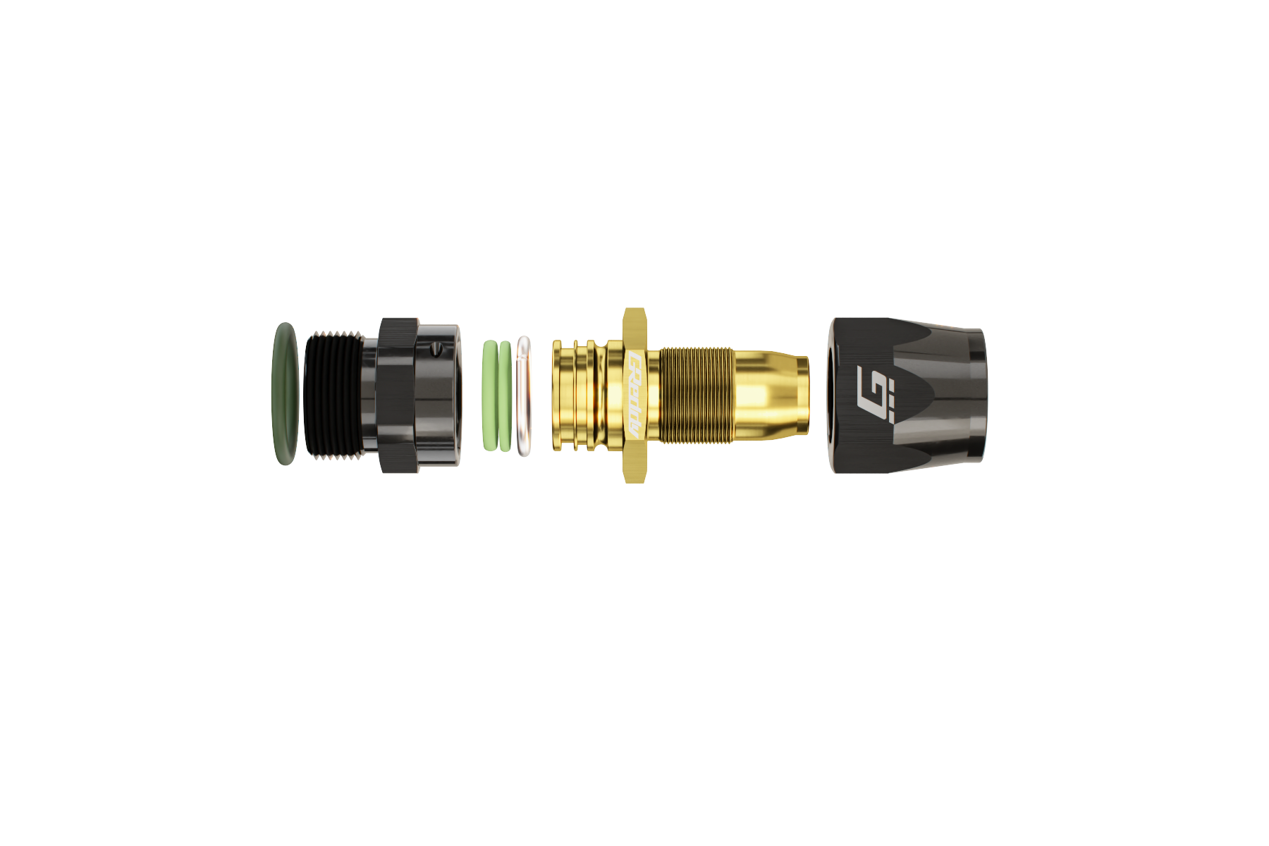 GREDDY ORB MALE STRAIGHT AN HOSE END(s) - BLACK/GOLD - (1210600 12810800 12811000 12811200)