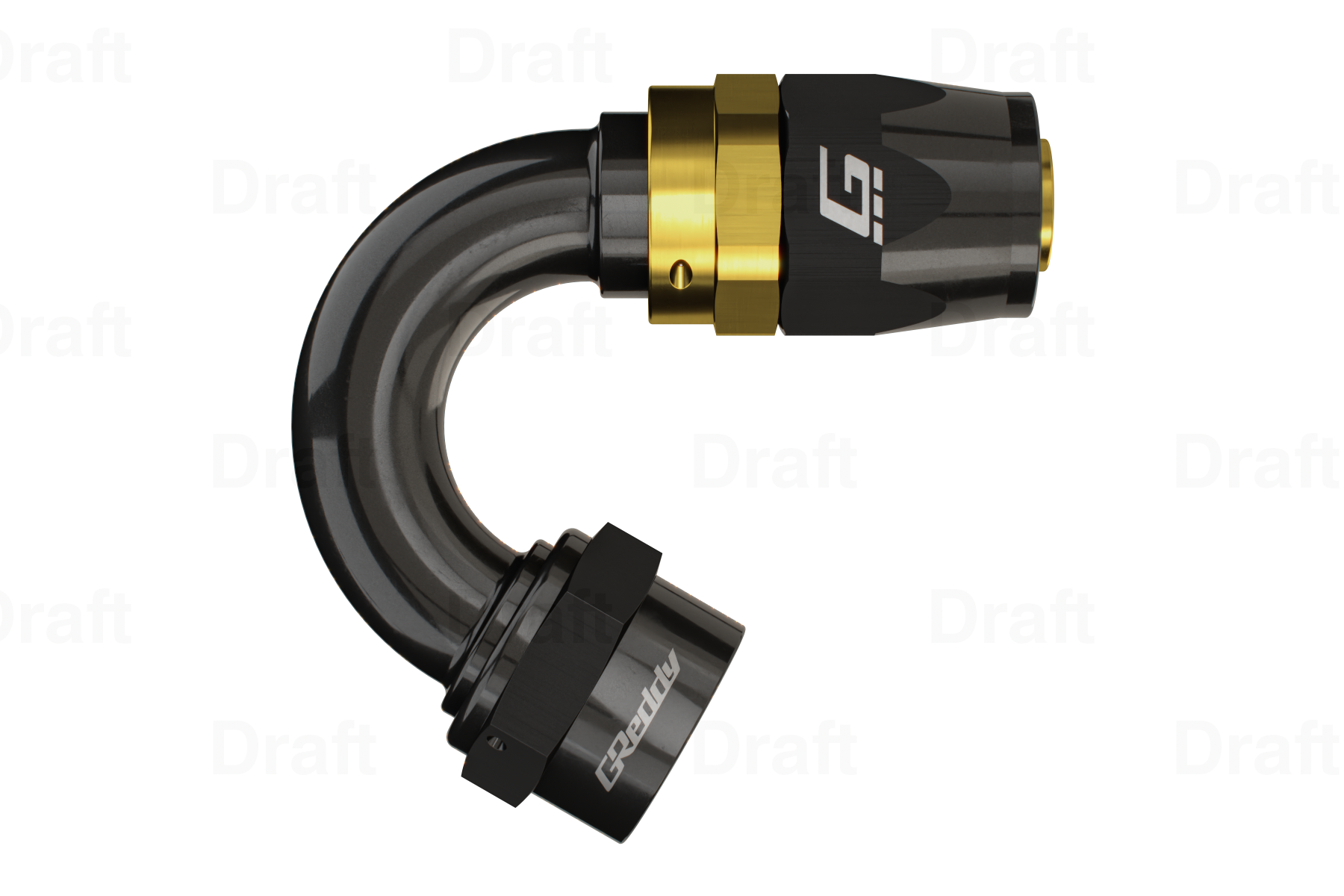 GREDDY 150 DEG. AN HOSE END(s) - BLACK/GOLD - (12800415 12800615 12800815 12801015 12801215 12801615)