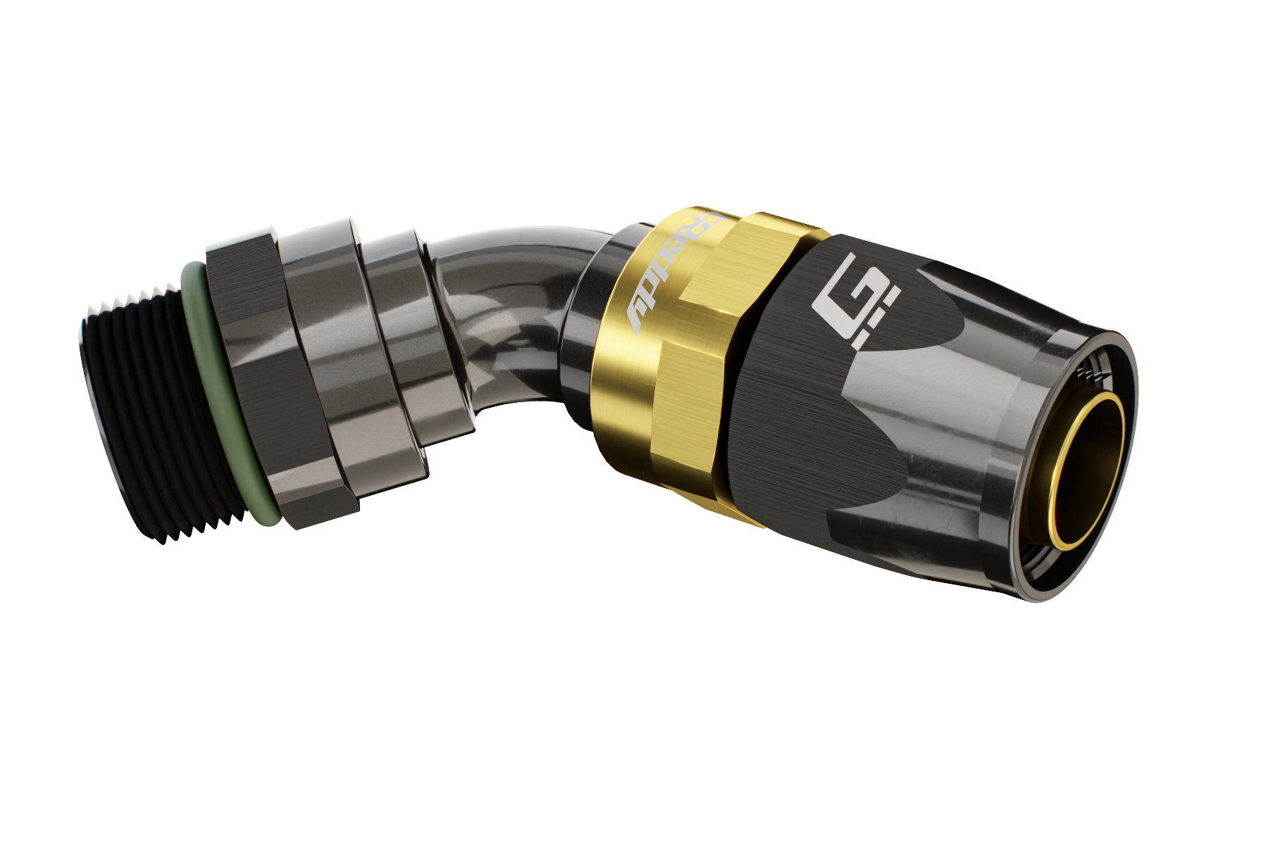 GREDDY ORB MALE 45 DEG. AN HOSE END(s) - BLACK/GOLD - (12810645 12810845 12811045 12811245)