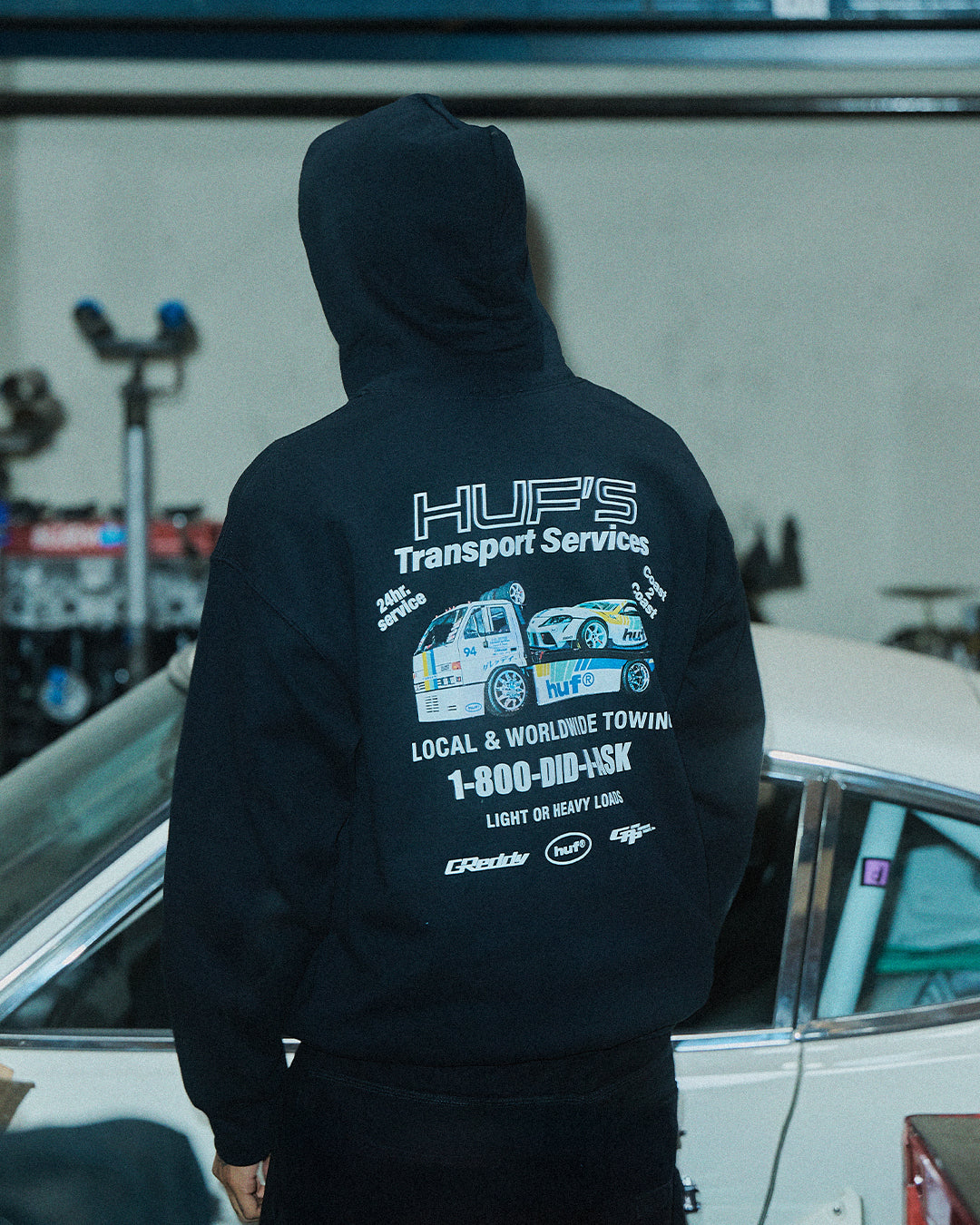 HUF x GReddy Tow Pullover Hood - Black