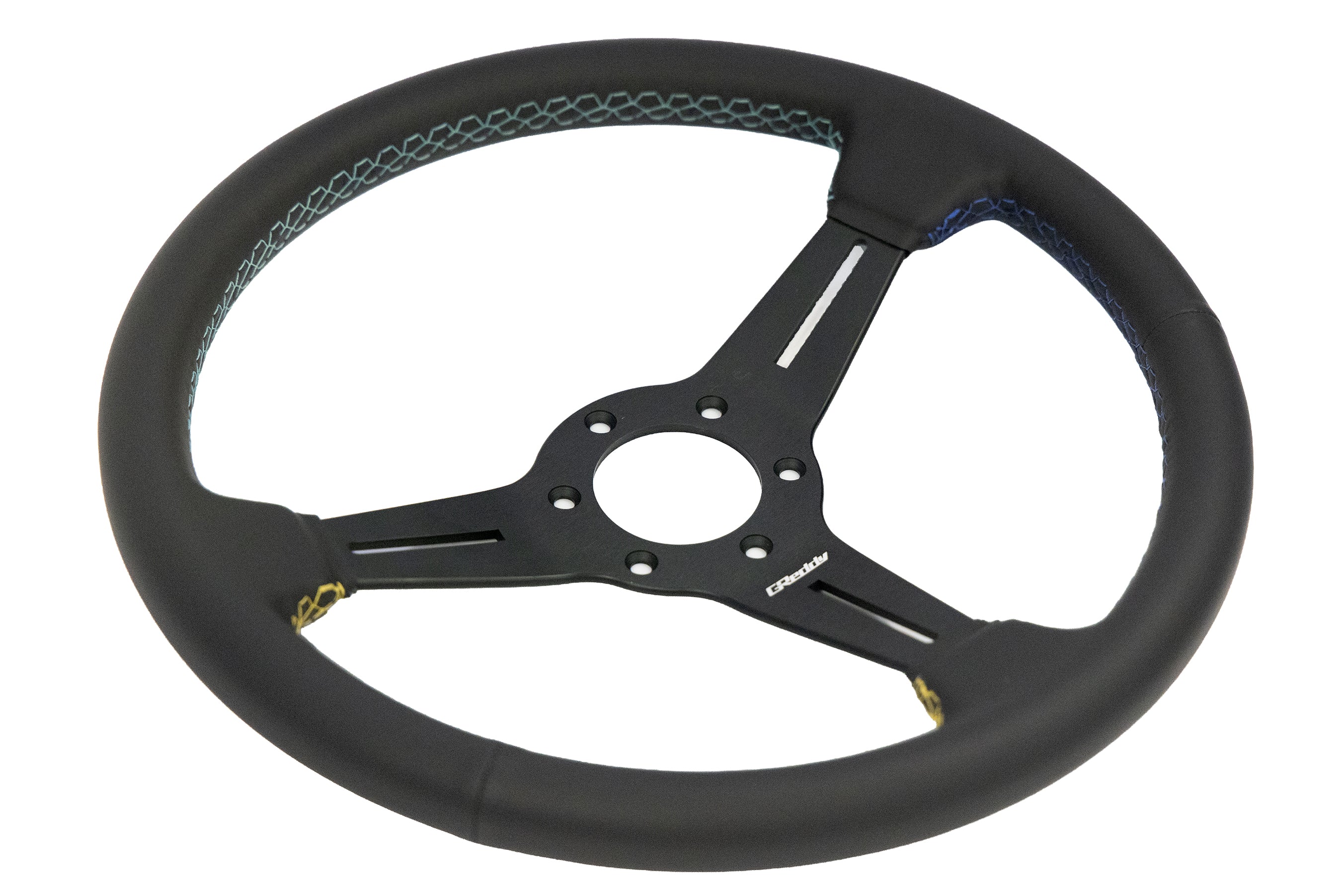 GReddy 3 Color Stitch Steering Wheel - Leather