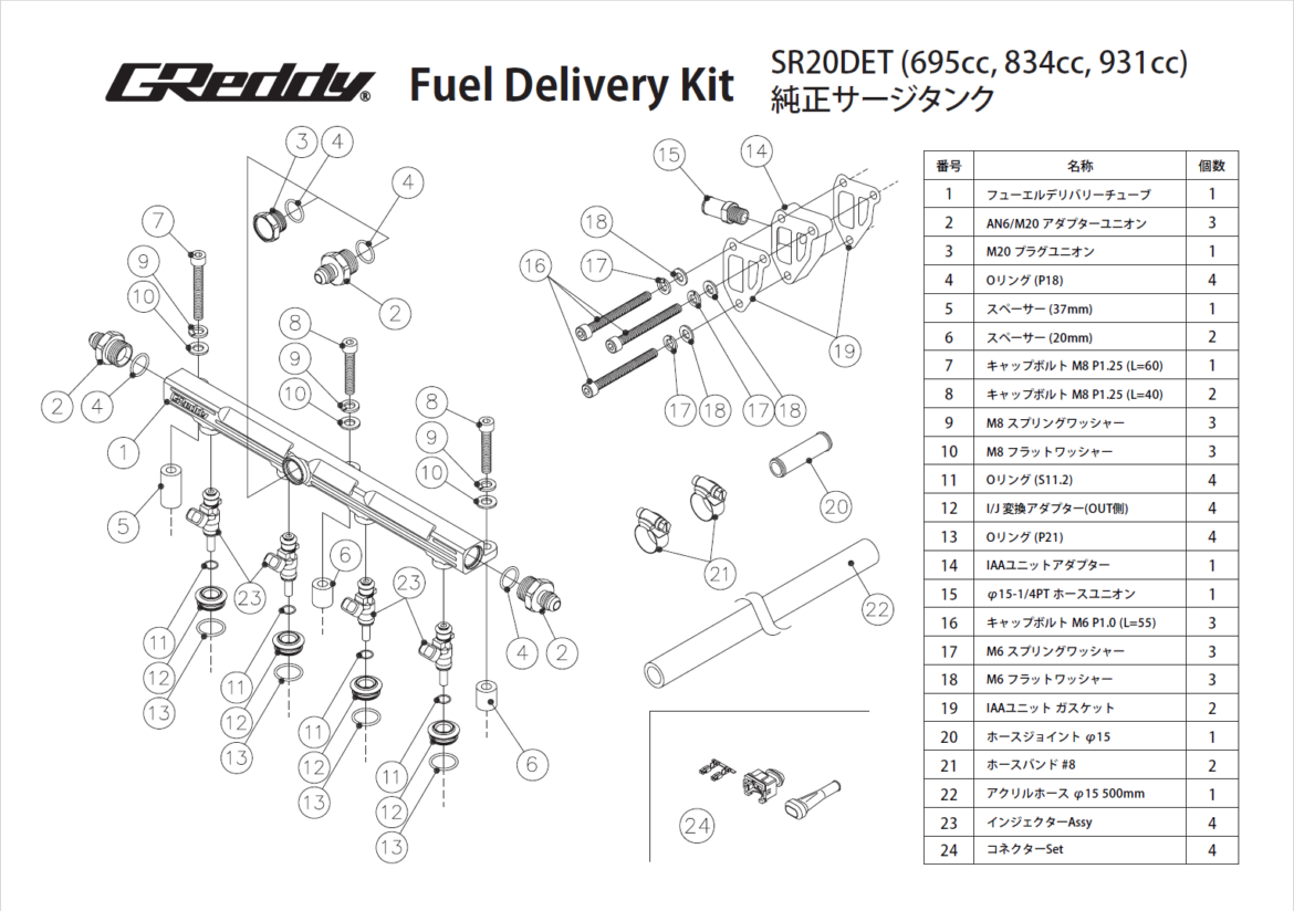 GREDDY FUEL DELIVERY KIT(s) SR20DET (OEM) S14/S15 BLACK - (13923310 13923311 13923312)