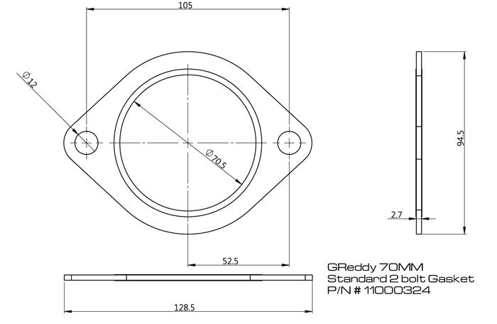 Replacement Exhaust Gaskets for GReddy Exhausts - Oval, 2-bolt
