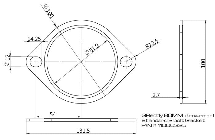 Replacement Exhaust Gaskets for GReddy Exhausts - Oval, 2-bolt