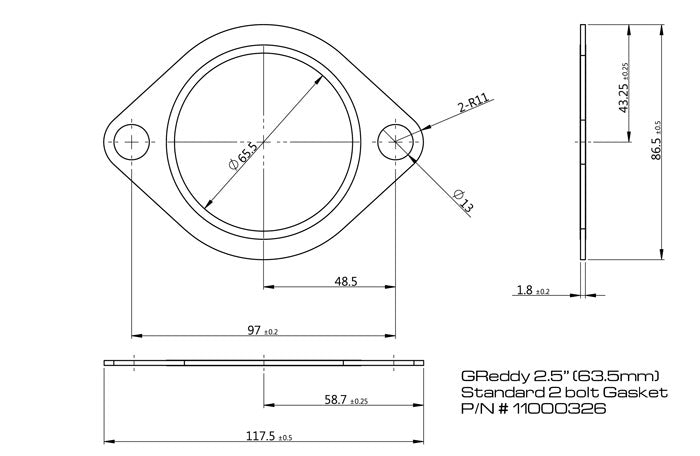 Replacement Exhaust Gaskets for GReddy Exhausts - Oval, 2-bolt