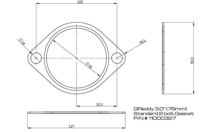 Replacement Exhaust Gaskets for GReddy Exhausts - Oval, 2-bolt