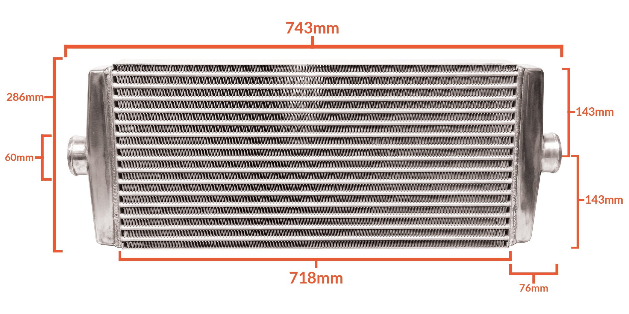 UNIVERSAL INTERCOOLER SPEC TYPE-24, MID 60mm INLET/OUTLET - (12001410)