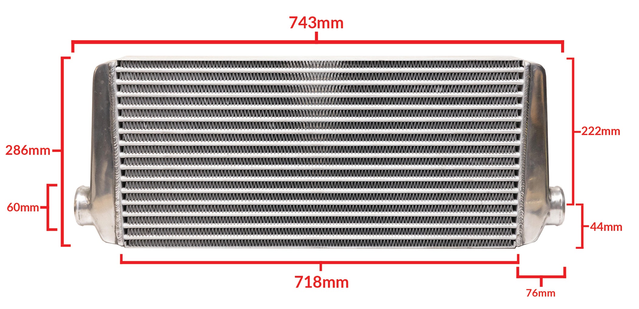 UNIVERSAL INTERCOOLER SPEC TYPE-24, BOTTOM 60mm INLET/OUTLET - (12001411)