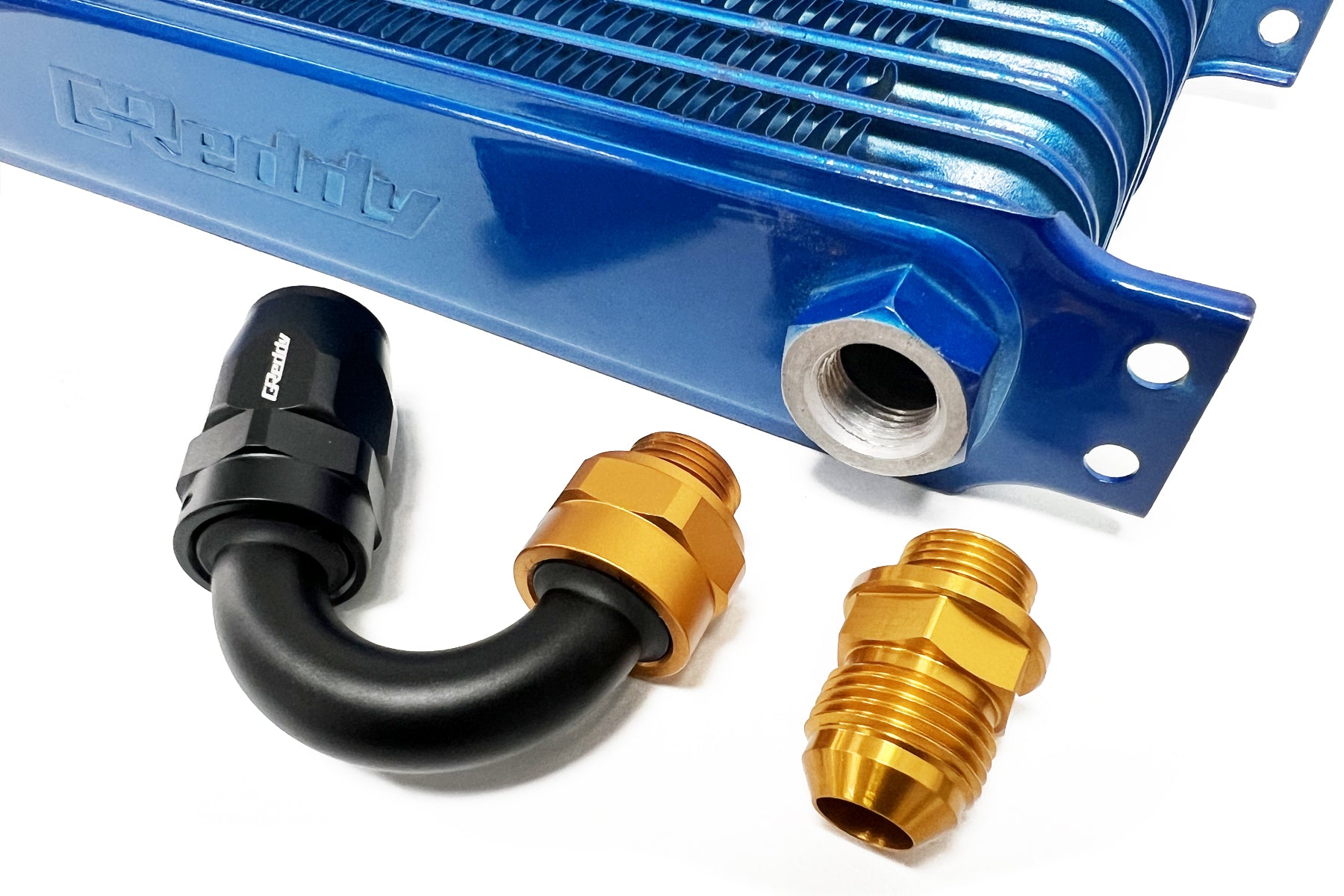GReddy proprietary M18 x P1.5 O-ring direct -10 male Swivel Hose End(s) - Black / Gold anodized