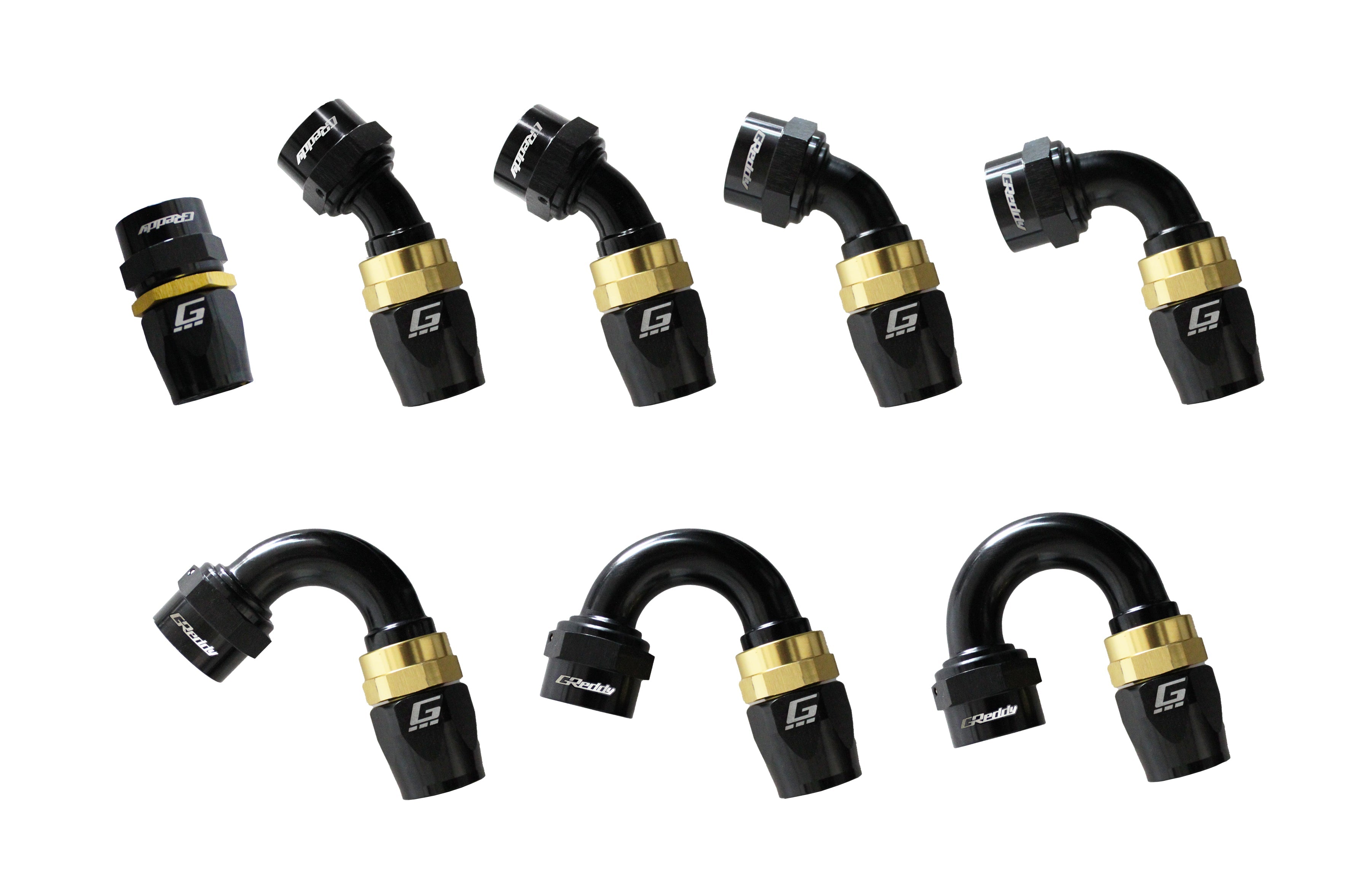 GReddy -08 AN Swivel Hose End(s) - Black / Gold anodized