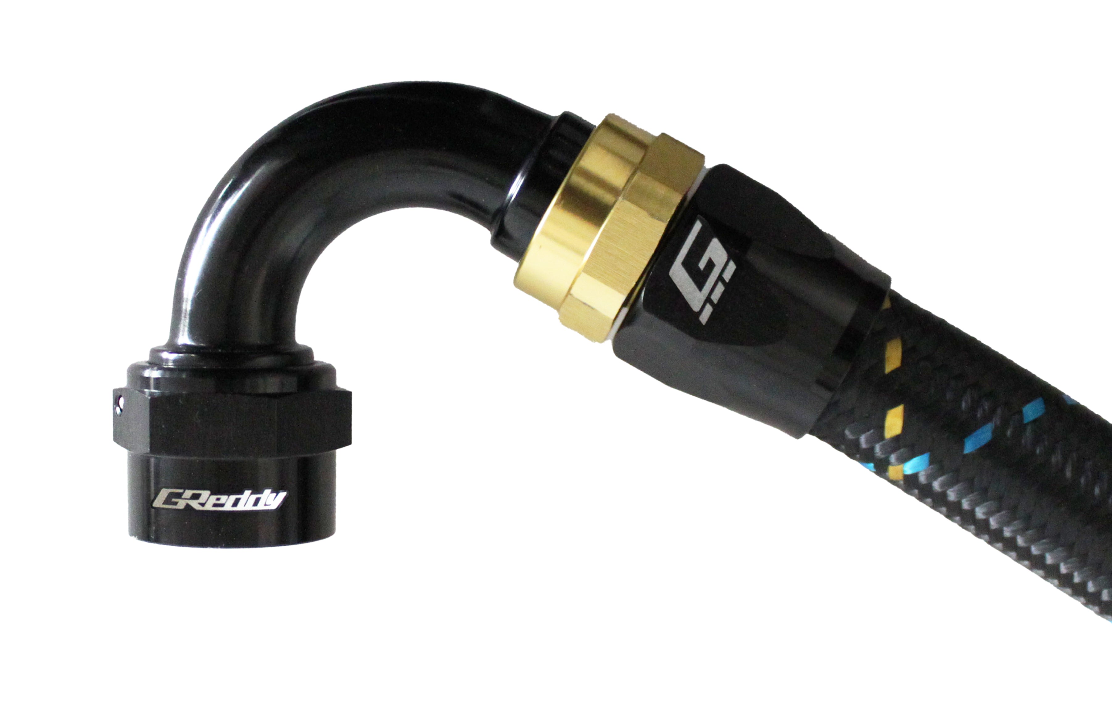GREDDY 120 DEG. AN HOSE END(s) - BLACK/GOLD - (12800412 12800612 12800812 12801012 12801212 12801612 )