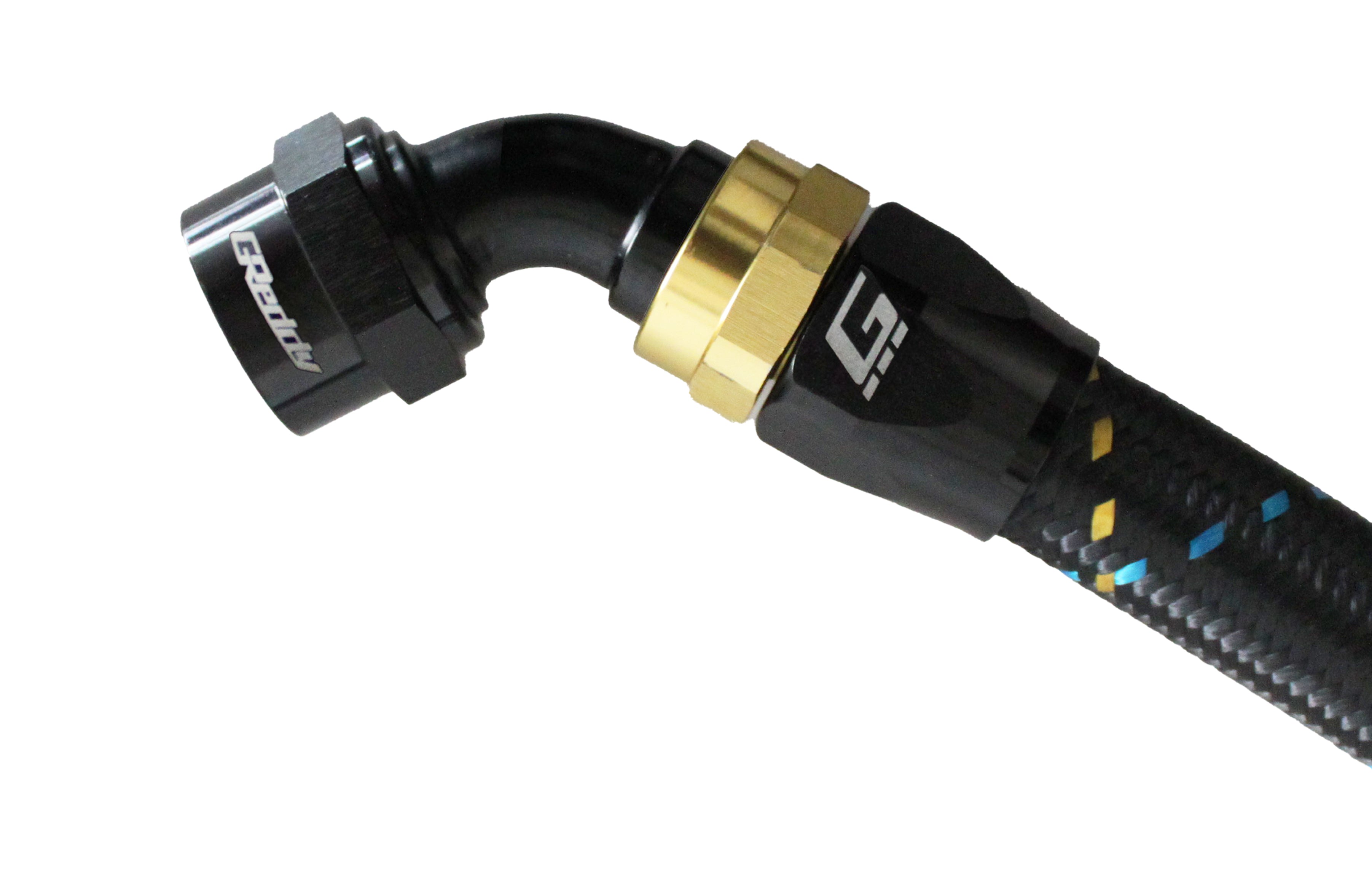 GReddy 60 DEG AN Swivel Hose End(s) - Black / Gold anodized - (12800460 12800660 12800860 12801060 12801260 12801660)