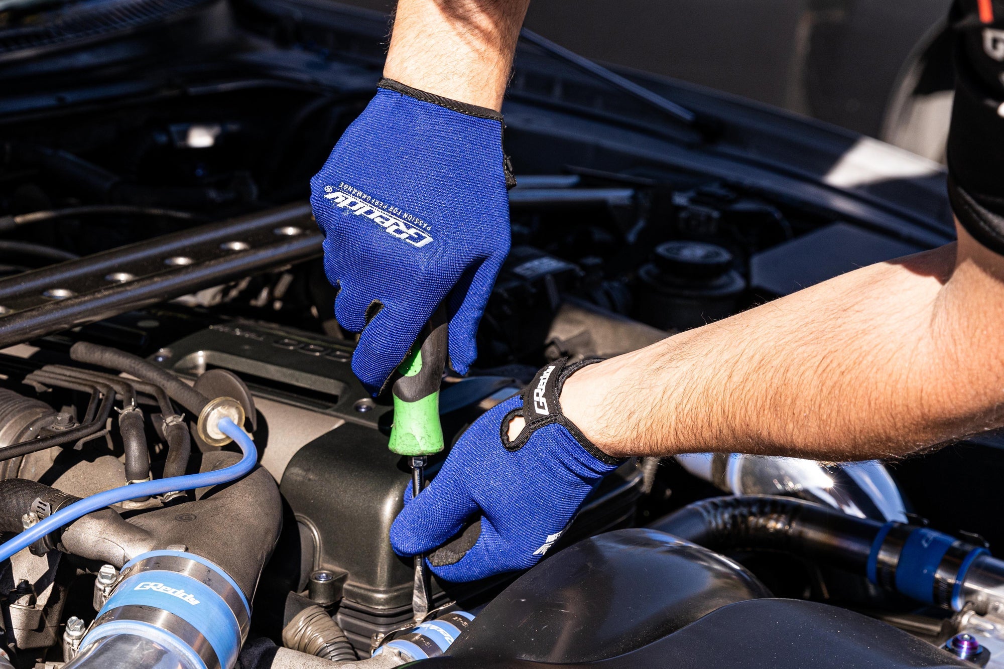 JDM GReddy "Passion for Performance" Mechanic's Gloves - Blue and Black