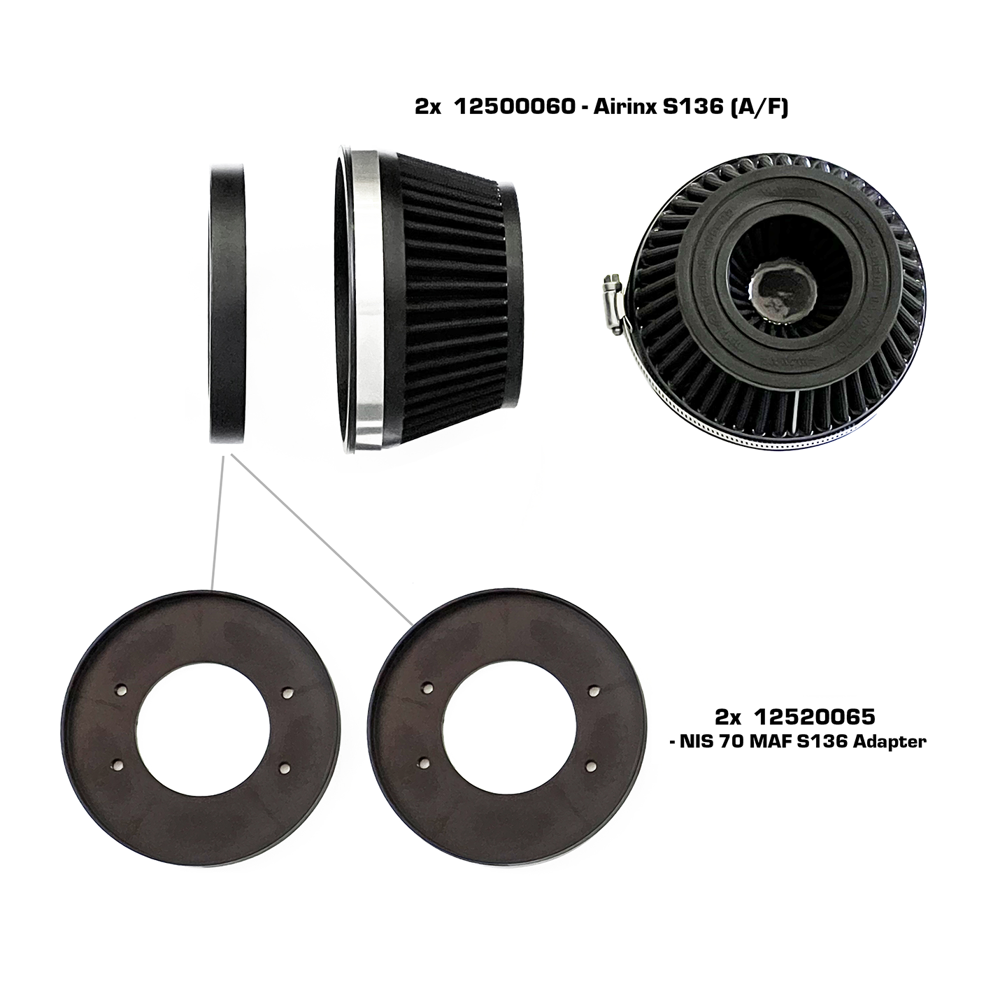 ShopGreddy Spl.: GReddy A/F-Type Airinx S 136 Air Filter, Baseplate & Adapters