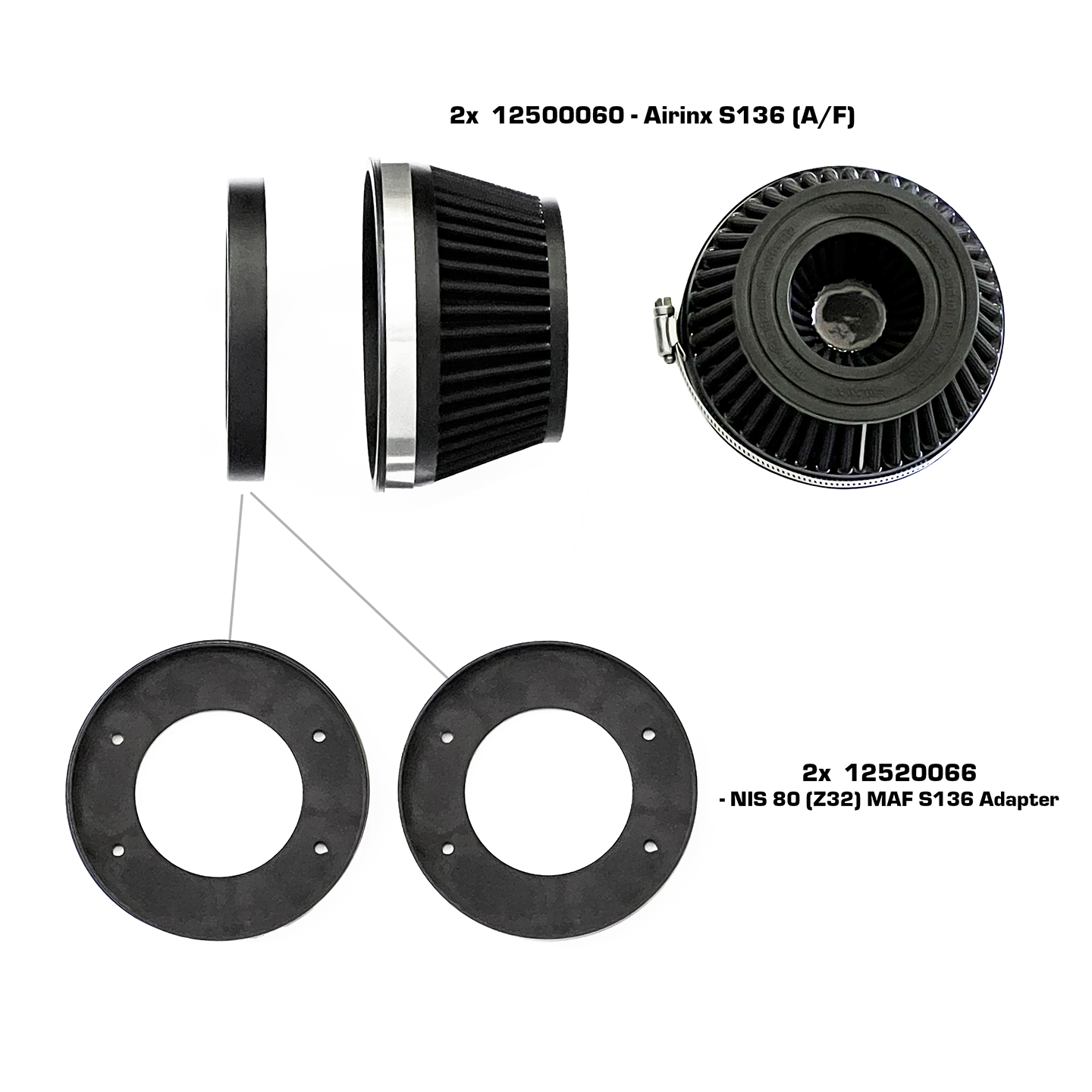 ShopGreddy Spl.: GReddy A/F-Type Airinx S 136 Air Filter, Baseplate & Adapters
