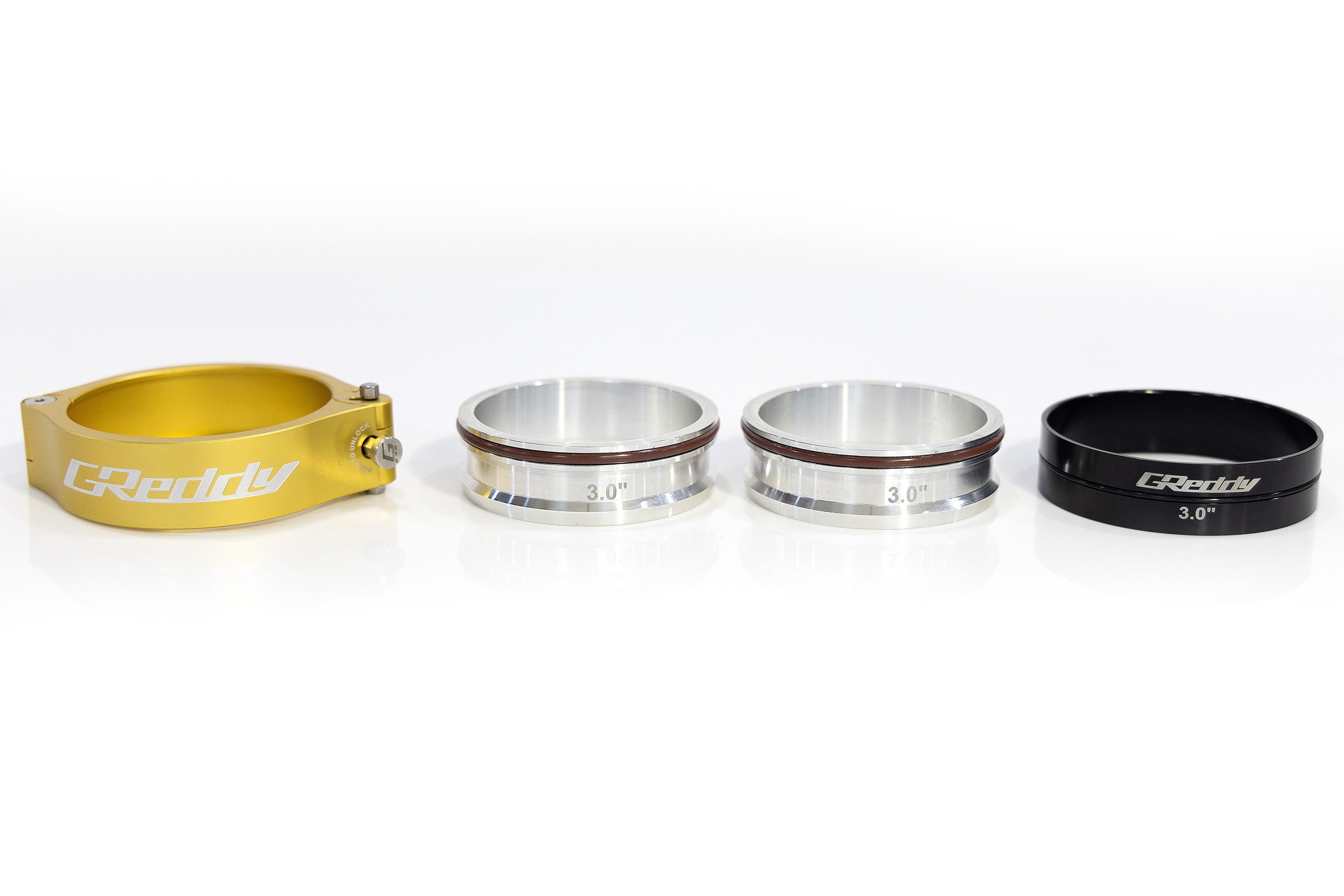 GReddy Boost Tube Clamp Set(s) - Aluminum/Gold - new sizes coming soon!